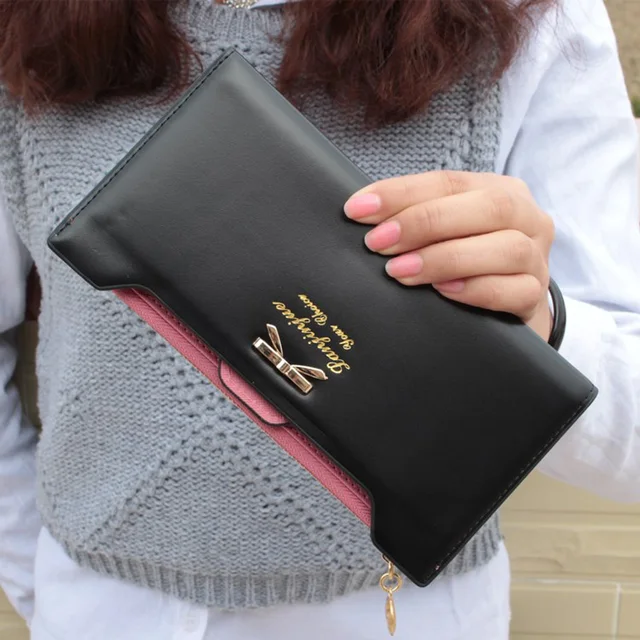 Buy Genuine Leather Long Female Wallet Lady Card