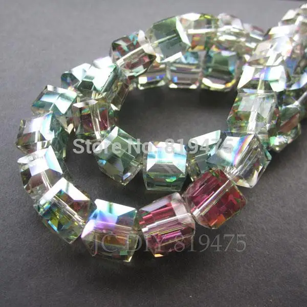 

Glass Crystal beads 20pcs/lot 10mm Cube Beads Square Multi-colored AB Color for jewelry making