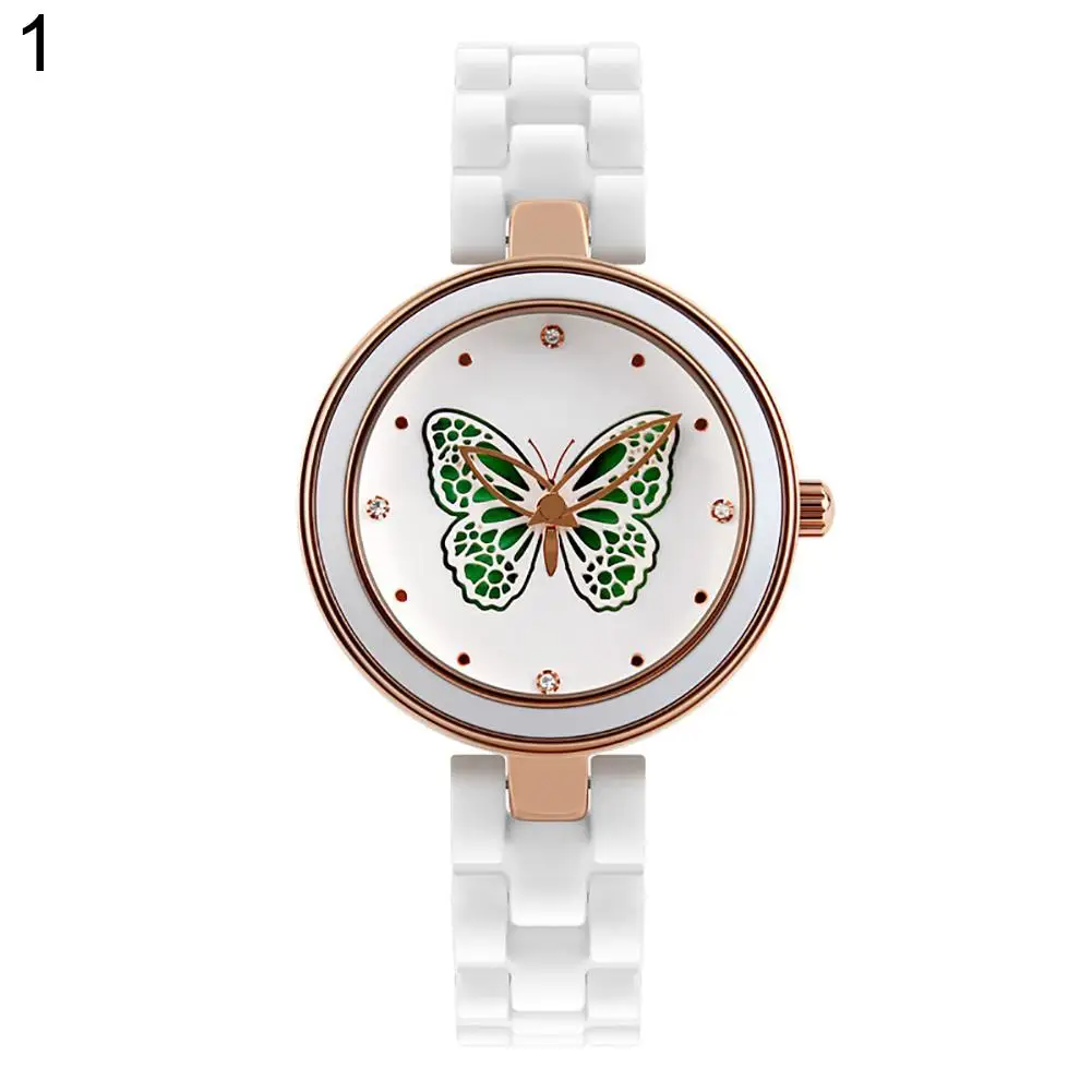 

Fashion Women Ceramic Band Quartz Analog Butterfly/Dragonfly Wrist Watch Gift