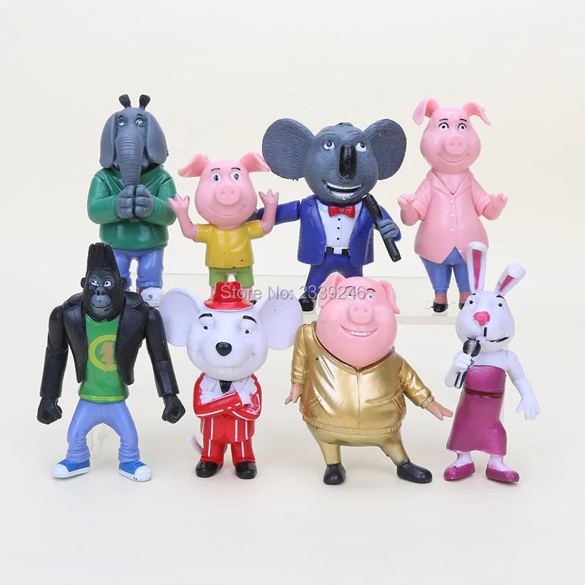 

Brand new full set 8pcs/lot 7cm-10cm Sing Movie Action Figure Doll Toys Buster Moon Johnny Dolls Toy Christmas Birthday Gifts