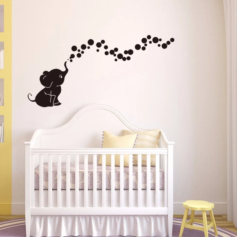elephant blowing bubbles vinyl wall decal kids room decor diy art mural