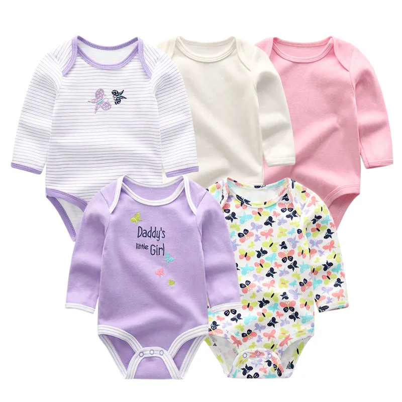 5 шт./партия, боди для новорожденных с длинными рукавами, одежда для маленьких мальчиков и девочек, Детский комбинезон для маленьких девочек - Цвет: BDL5011
