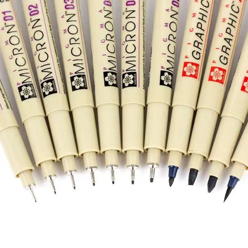 

Sakura 0.2mm-3mm Waterproof Fade Proof Line Pen CD Glass Marker Comic Painting Sketch Brush Stationery Black Oily Needle Gel Pen