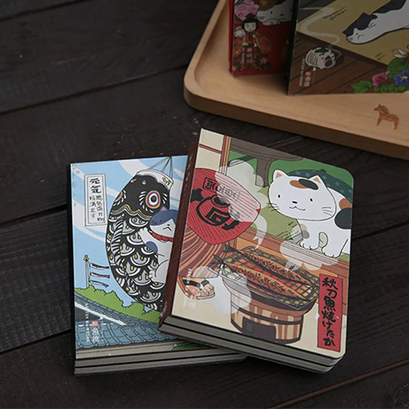 Cute Creative Japanese Cat Notebook Album Hardcover Sketchbook Stationery Planner Journal Daily Memo Notepad Agenda Book Student