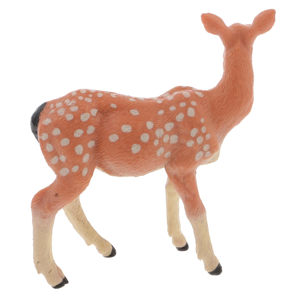2pcs Realistic Sika Deer Doe Wolf Animal Figurine Model Action Figure Kids Toy