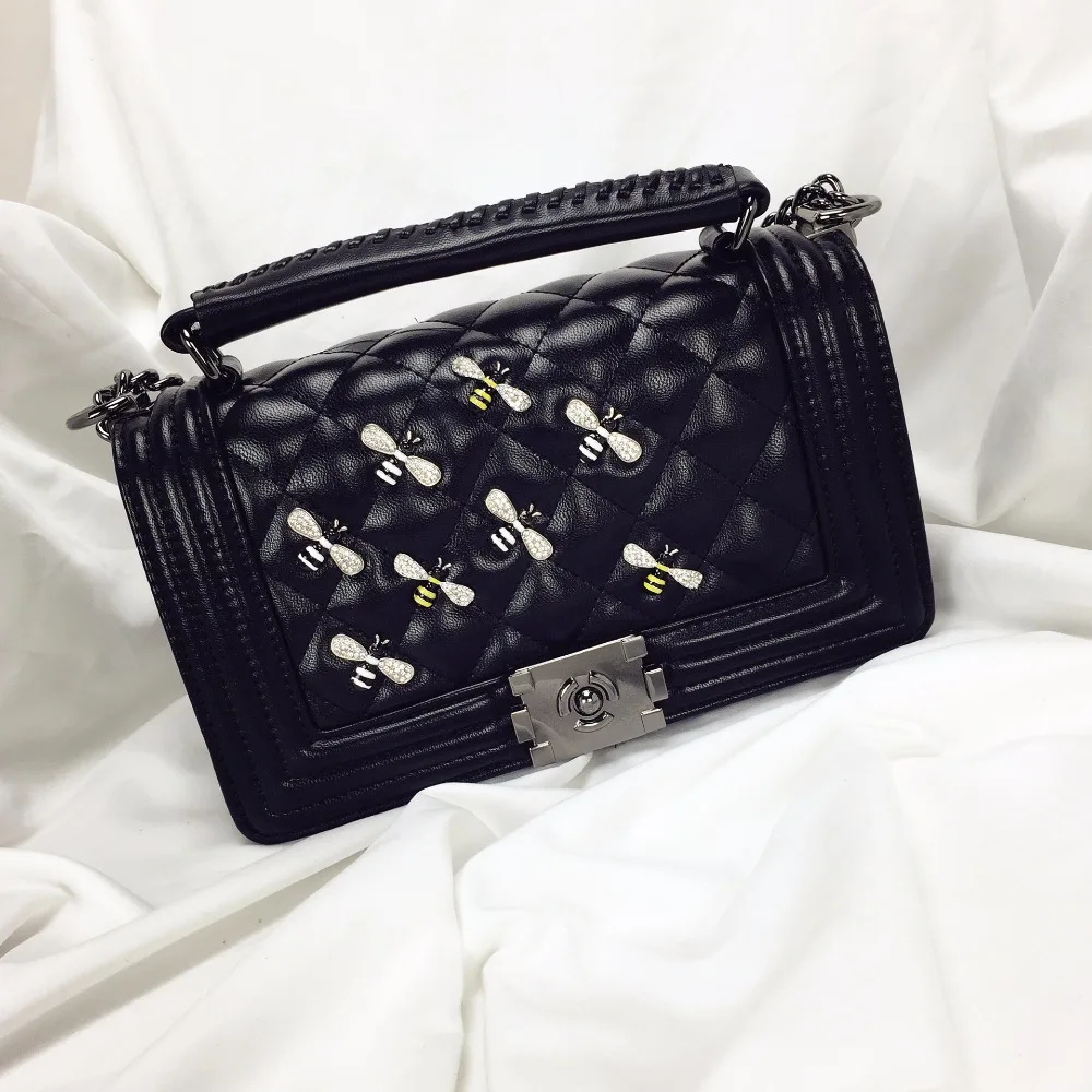 

Small bee rivets package Female wild chain bag Shoulder Messenger bag new Lingge lock handbag