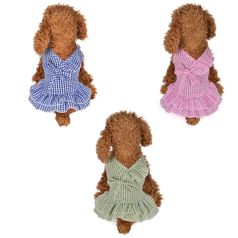 Dog Dresses for Small Dogs Summer Plaid Princess Dog Dress Wedding