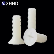M6 M8 White Nylon Flat Head Screw Phillips Cross Recessed Insulation Plastic Metric Thread Countersunk Head Machine Bolt m8 black nylon phillips pan head machine screw insulation screw