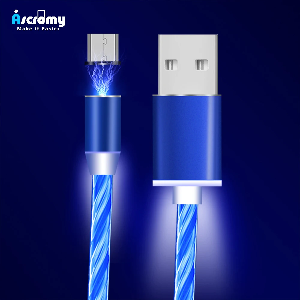 

Ascromy Magnetic USB C Cable Fast Charger For Xiaomi Redmi Note 7 Huawei Mate 20 Pro Galaxy S9 USB Type C Light USBC Adaptateur