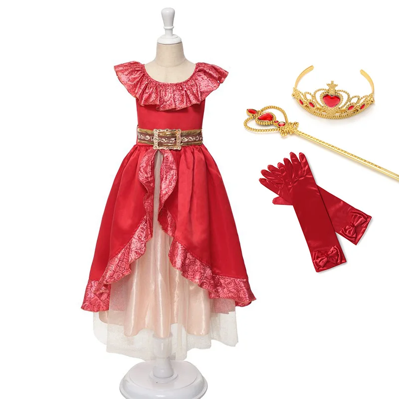 Маскарадный костюм принцессы Елены из авалора для девочек нарядное красное платье принцессы Елены без рукавов для детской вечеринки на Хэллоуин - Цвет: Dress Set2