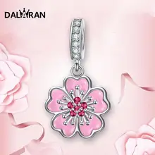 DALARAN DIY талисманы серебряные бусины 925 пробы подходит ожерелье браслет розовый пять лепестков кулон для женщин Мода ювелирных изделий подарок