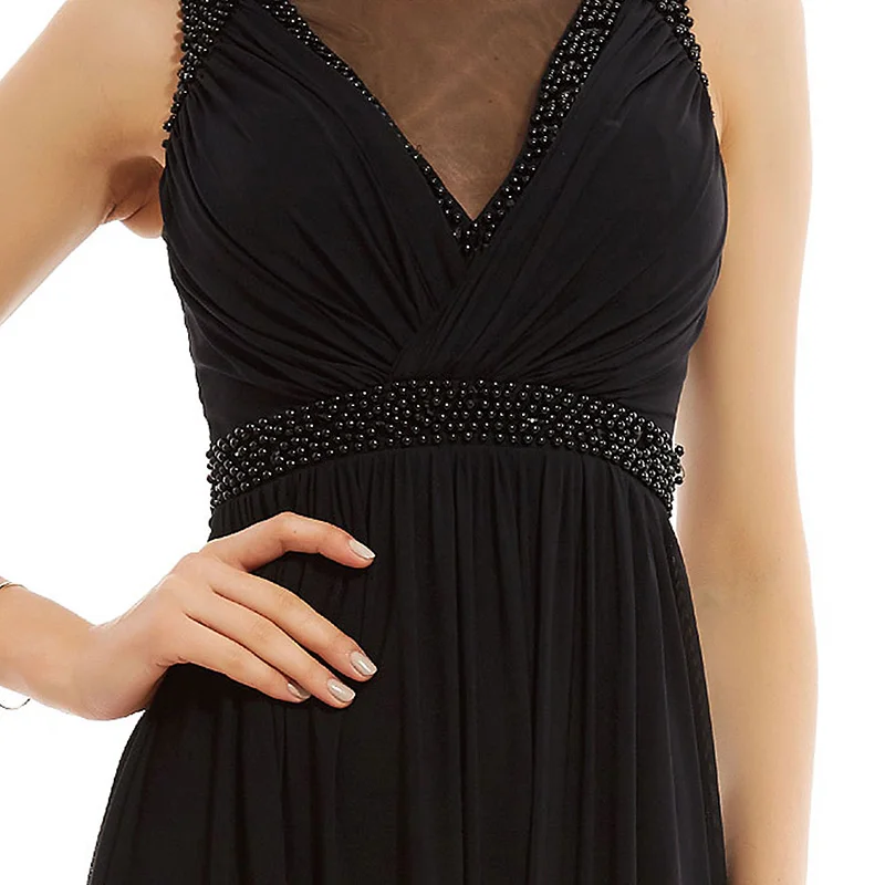 Tanpell длинное платье для выпускного вечера элегантное черное платье без рукавов длиной до пола ТРАПЕЦИЕВИДНОЕ шифоновое платье на молнии с