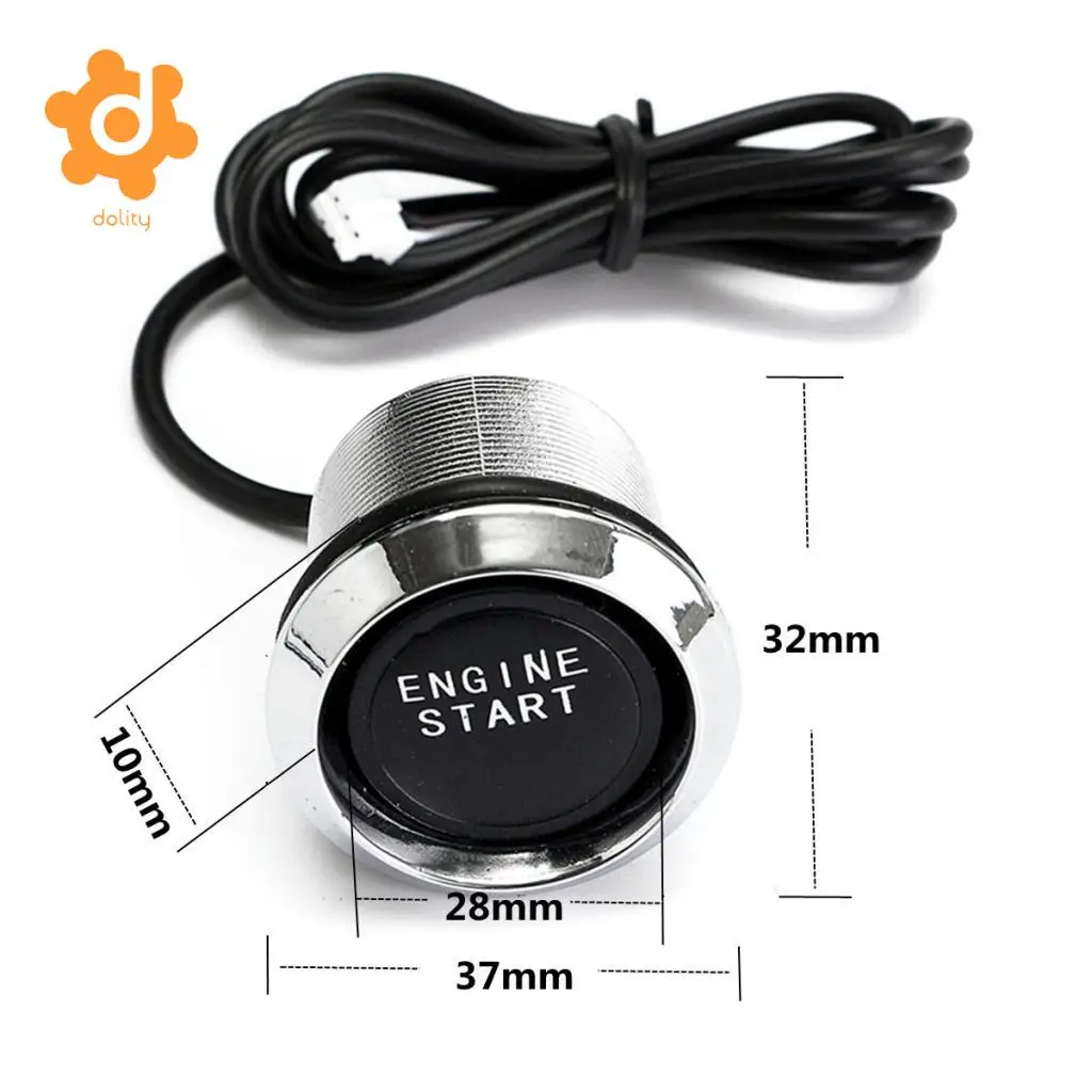 12V Blue LED Keyless Engine Start Push Button Switch Ignition Starter Kits