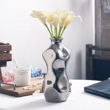 

Modern and Simple Nordic Home Ceramics Electroplating Vases Hand Art Decorations Soft Decoration Crafts Dressing Desk Furniture