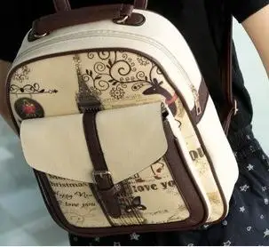 Кожаный рюкзак с принтом, женский рюкзак в студенческом стиле, школьные сумки для подростков, женская сумка, женская сумка, mochila feminina B828 - Цвет: Бежевый
