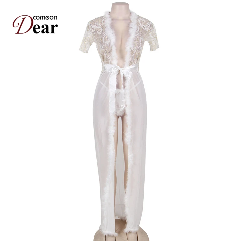 Comeondear, сексуальное женское белье, Vestido Branco, халат, пижама для женщин, RB80068, модный Gecelik, длинный гламурный ночной халат для женщин