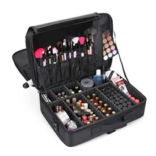 DLYLDQH Women High Quality Professional Makeup Organizer Large Capacity Waterproof Portable Cosmetic Beauty Manicure Storage Bag