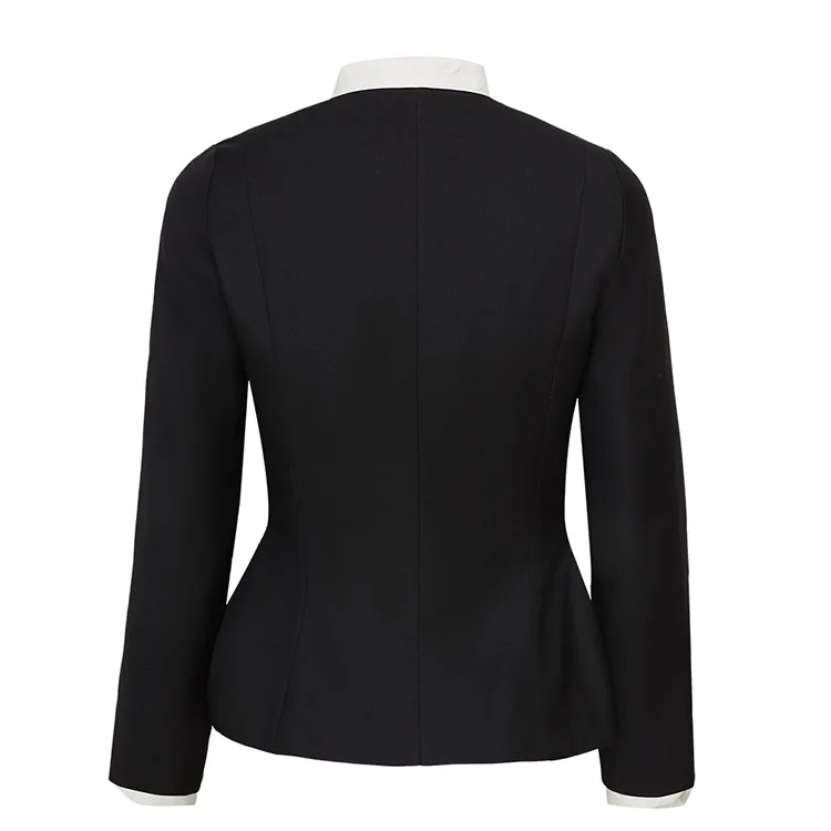 2019 Women's Spring and Summer New OL Black and White Serrated Edge Shoulder Padded Waist Suit Small Jacket Patchwork Coat