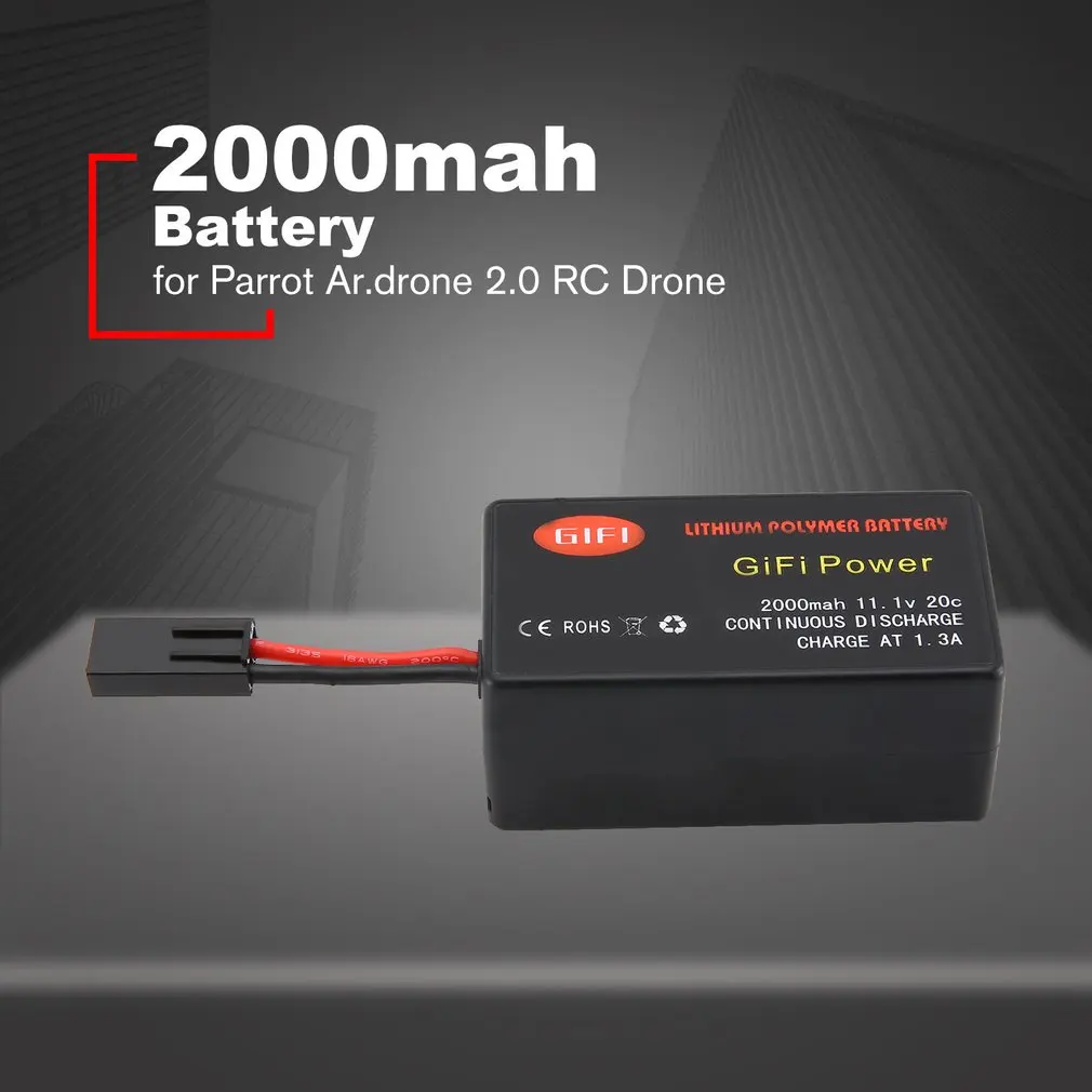 

Large Capacity Battery 11.1V 2000mAh Upgraded Replacement Lipo Battery Lightweight Drone Battery For Parrot Ar.drone 2.0