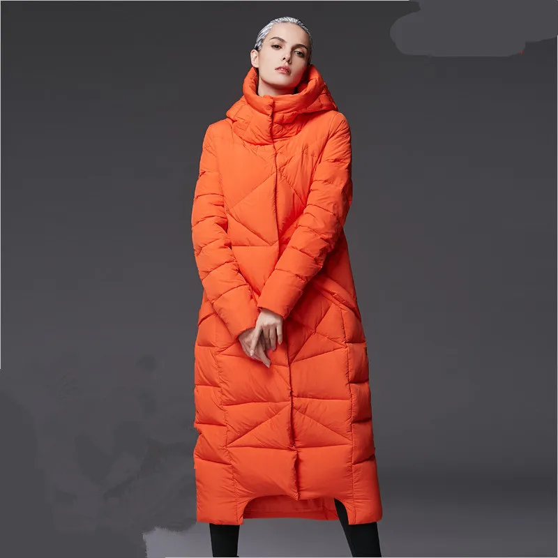 Women Winter Padded Down Jackets Long Down Coat Women Overknee Light Down Warm Jacket Overcoat Plus Size Stand Collar AS105  (12)