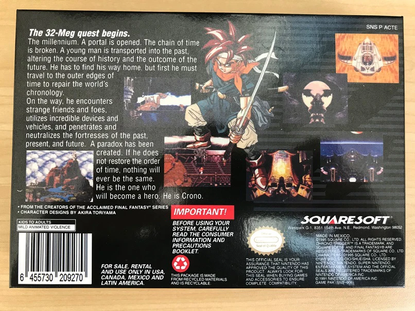 Chrono Trigger 16bit  game cartidge US Version