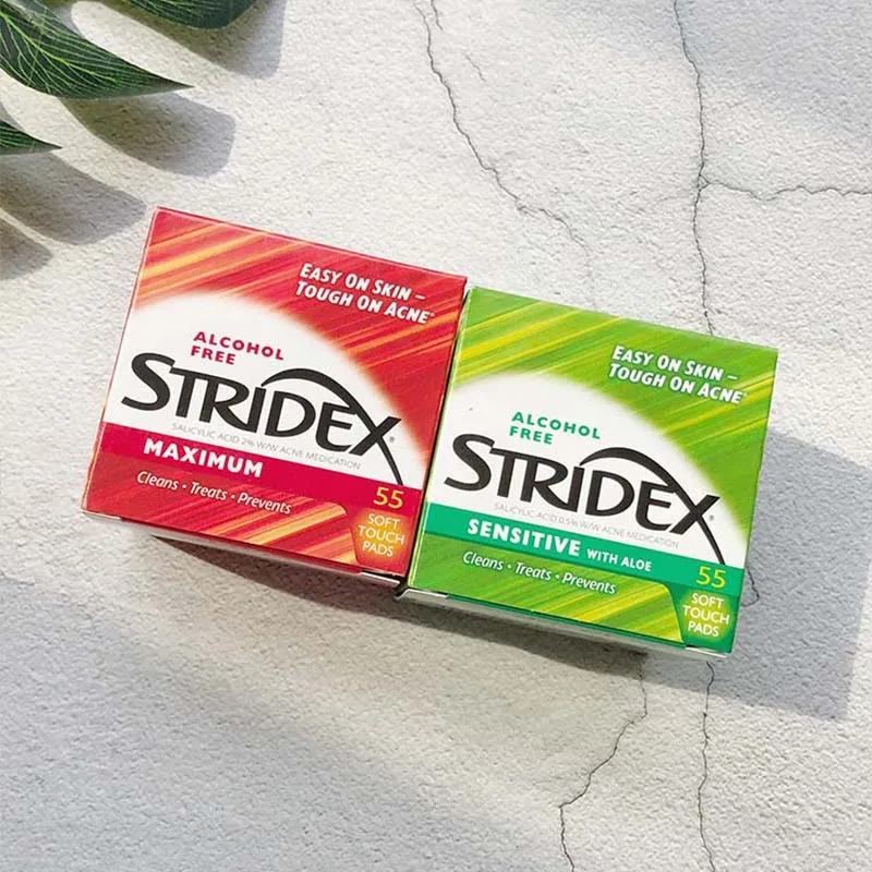 Stridex угревые накладки с соленой кислотой 0.5% 2% для женщин и мужчин средство против акне прыщей прозрачный коврик 55 шт