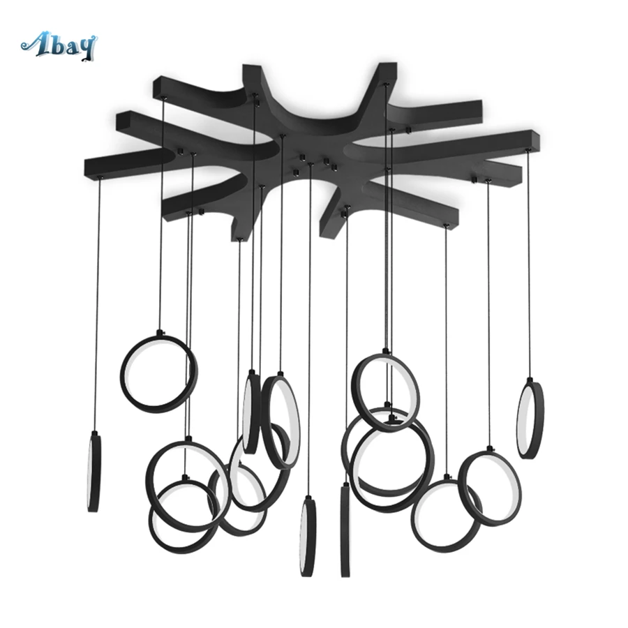 

Nordic Aluminum Halo Pendant Lights stairs Living Room lights dining room decor Creative bar kitchen Hang lamp lighting fixtures