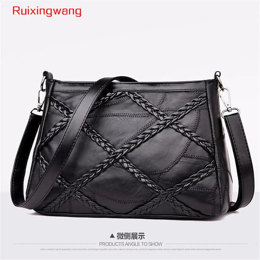

RUIXINGWANG 2018 Summer New Pattern Leisure Time Concise Sheepskin Packet Shoulder Span Genuine Leather Woman Small Handbag