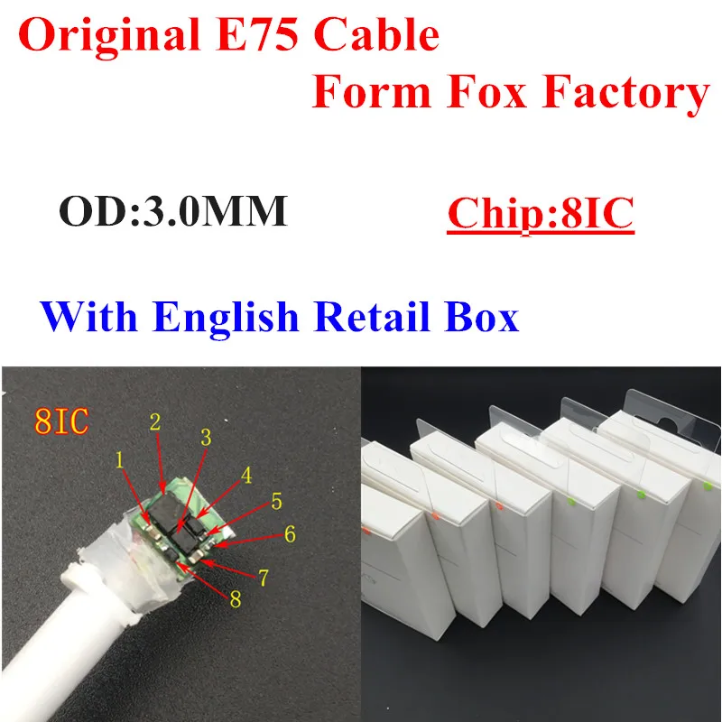 10 шт./лот 1 м/3 фута 8ic E75 чип синхронизации данных USB зарядное устройство кабель для Foxconn XS X i7 8 6 plus 5S с зеленой этикеткой