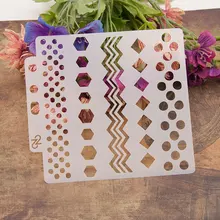 Geometric Pattern Stencils for DIY Scrapbooking Plastic Handmade Template Craft Art Diary Decor Painting Drawing Spray Tool Card round circle dot pattern stencil for diy scrapbooking plastic spray drawing painting tool photoalbum decor hollow ruler template