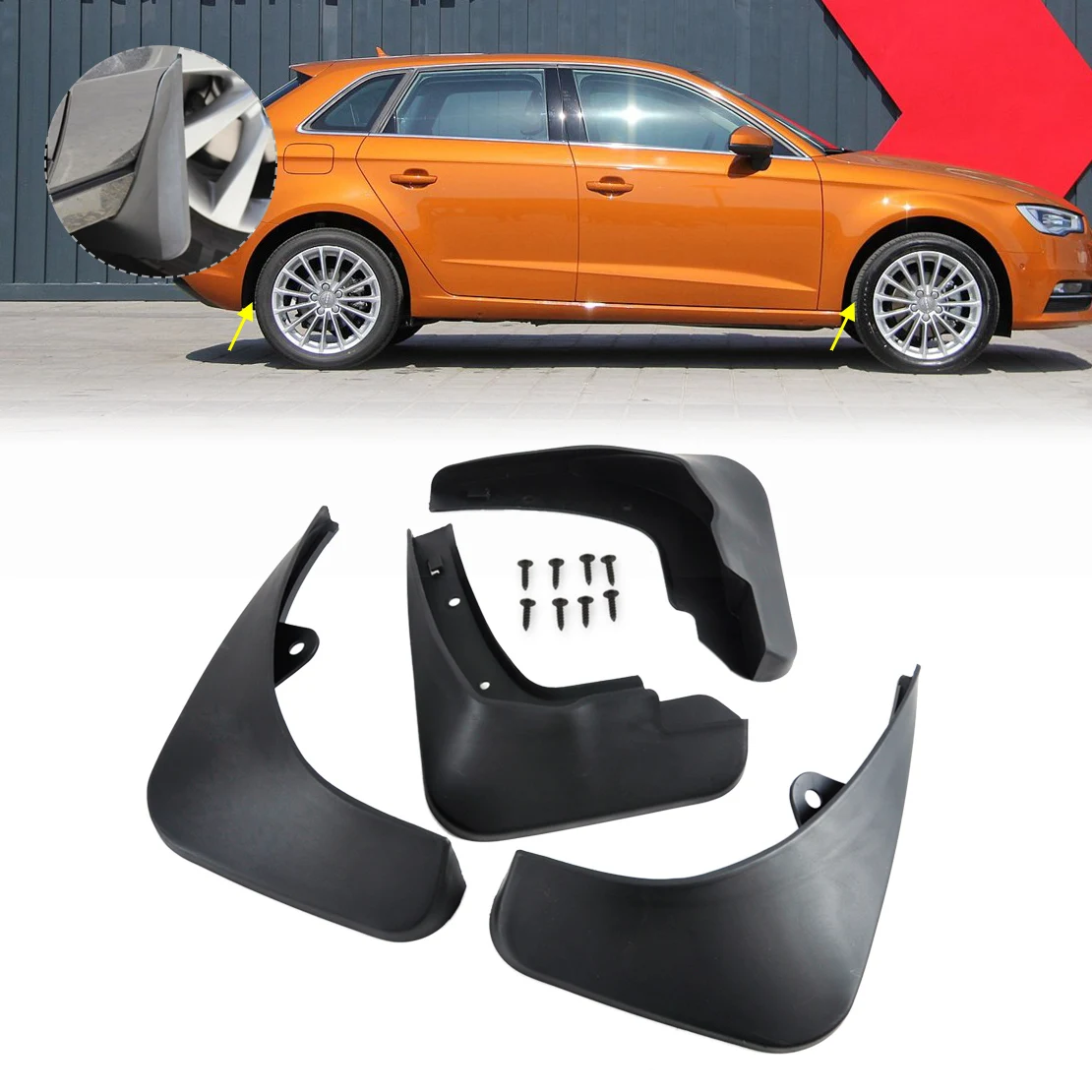 DWCX 4pcs Mud Flap Splash Guard Fender Mudguards Mudflaps For Audi A3 Sportback Hatchback 2007