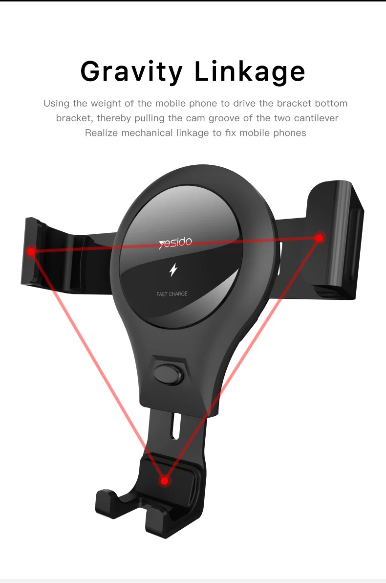 Car Qi Wireless Fast Charger Gravity Car Phone Holder Stand (4)