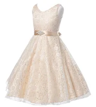 Filles partie usure robe enfants 2015 d’été sans manches en dentelle filles princesse de mariage robe adolescents enfants partie de bal robes 6-12 ans