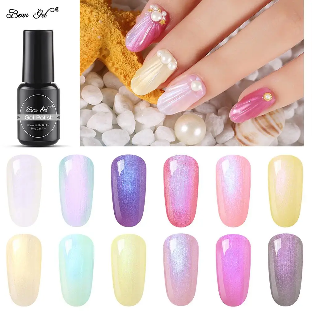 

Beau Gel 8ml Shell UV Gel Nail Polish Pearl Shell Soak Off Gel Varnish UV LED Gel Polish Semi Permanent Hybrid Varnish Lacquer
