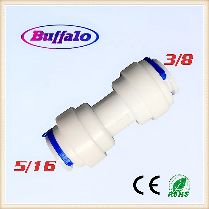 

25PCS Buffalo 5/16 inch Tube to 3/8 inch Tube push fit straight quick connect RO water system connector Fittings