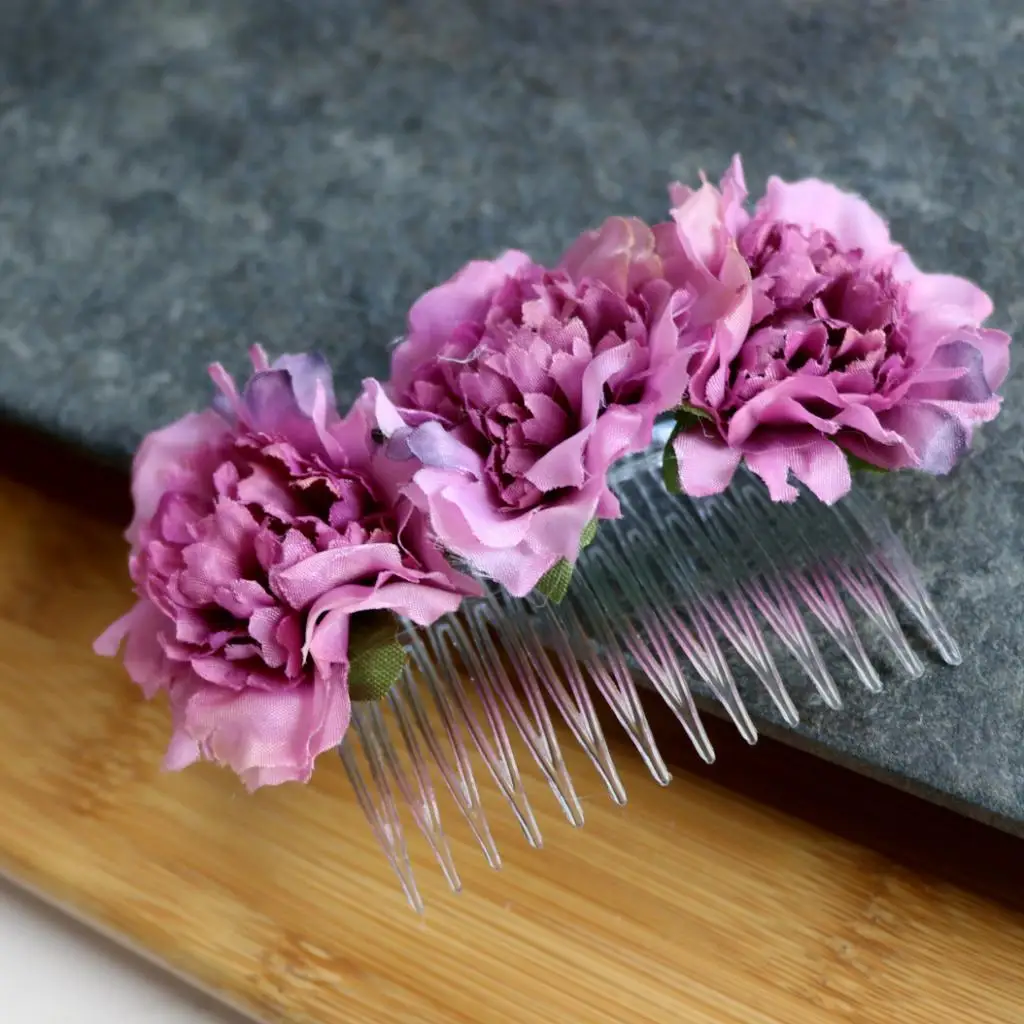  2pcs/Set Vintage Carnation Flower Comb Clip Stylish Hair Pins Headwear Wedding Bridal Accessories