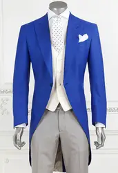Индивидуальный заказ синий максимумом нагрудные Для мужчин Костюмы Повседневное прямо Блейзер смокинг фрак Свадебный костюм TERNO masculino