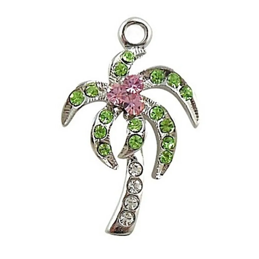 

Diy Jewelry Making Summer Beach Jewelry Fashion Silver Rhinestone Crystal Palm Tree Charms & Pendants