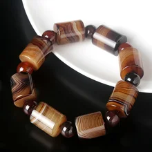 Drop Shipping Jade Jewelry Natural Old Tibetan Agate Bucket Beads Bracelet Amulet Jade Stone Bracelet For Women Men Gift lii ji natural stone black onyx agate clear quartz crystal with jade clasp bracelet for women party