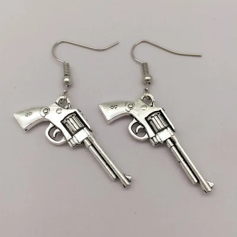 Готические металлические серьги с пистолетом, серебряные серьги, очаровательные серьги, подарки для нее, серьги в стиле бохо - Окраска металла: Silver