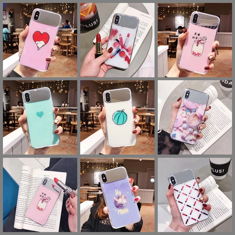 

Personalized mirror makeup phone case for iPhone 7plus 8plus 7 8 6 s cover for iPhone X 10 XR Xs MAX 6sPLUS phone back case capa