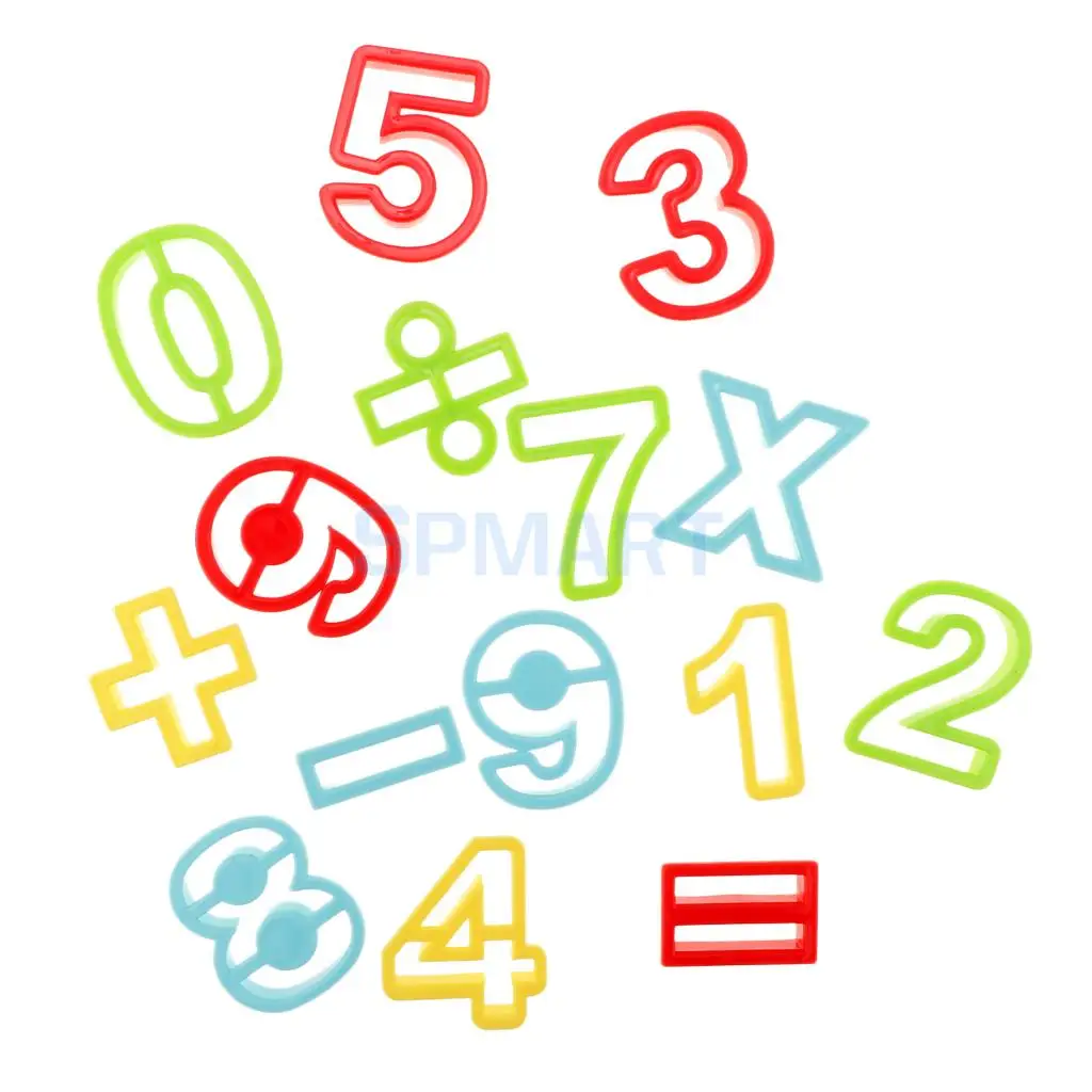 15 Pieces Of Colorful Digital Number Symbols Dough Clay Plate Molds Toy Set Kids Toy Gift