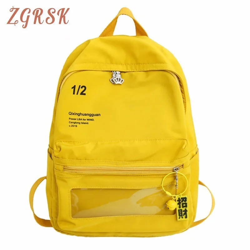 

Canvas Women Backpack Letter Fashion Softback Concise Shoulders Back Pack Zipper Softback Casual Chains Travel Back Pack