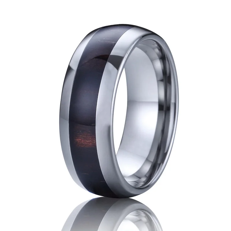 

Dark red tungsten wood ring for men jewelry 8mm male wedding band fashion finger ring