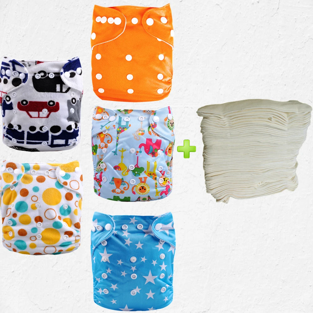 5Pcs Baby Cloth Diapers Reusable Breathable Baby Nappies Waterproof
