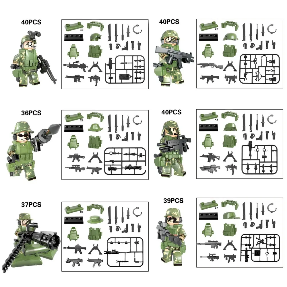 

Modern military Armed forces building block ww2 brickmania army minifigs knife weapon Machine gun bricks toys for boys gifts