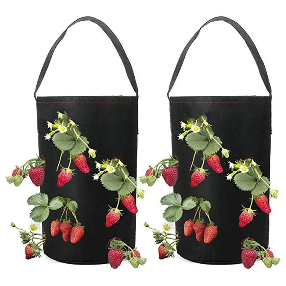

Strawberry Planting Bag For Outdoor Garden Hanging Open Style Growing Bag Non-woven Plant Container Breathable Bag Garden Tools