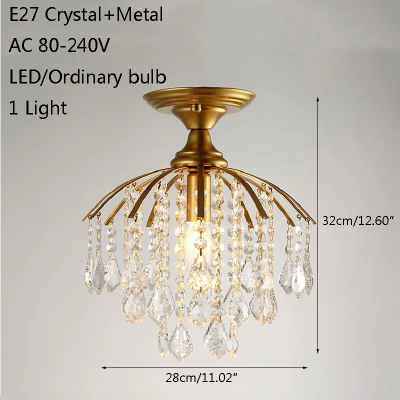 Современный простой Хрустальный потолочный светильник Plafonnier E27 светодиодный 220 В потолочный светильник для гостиной спальни Холл ресторана Кабинета отеля