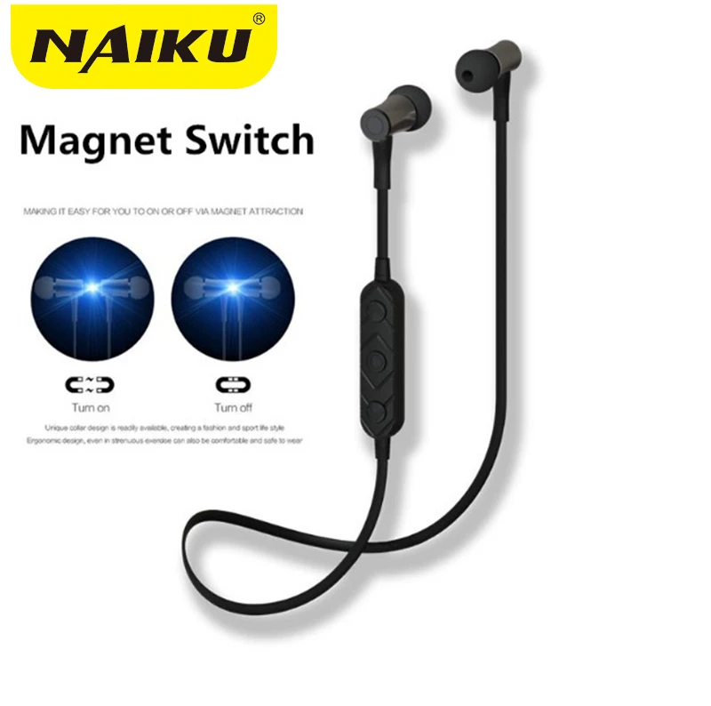 2017 New NAIKU HT3 Wireless Headphone Bluetooth Earphone Magnetic switch For Phone Neckband Ecouteur Auriculares Bluetooth V4.2 bluetooth-earphones