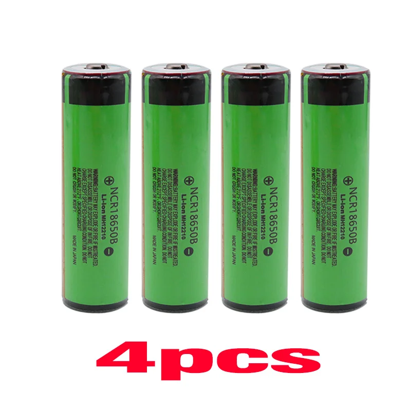 NCR18650B 3,7 V 18650 аккумулятор 3400mAh литий-ионные аккумуляторы для фонарика Panasonic с защитой(PCB - Цвет: 4pcs